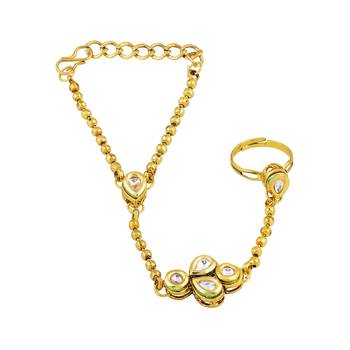 Lavish Gold Plated Designer Hathphool For Women 1