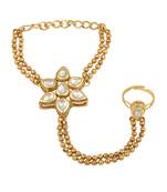 Attractive Flower Shape Gold Plated Designer Hathphool For Women