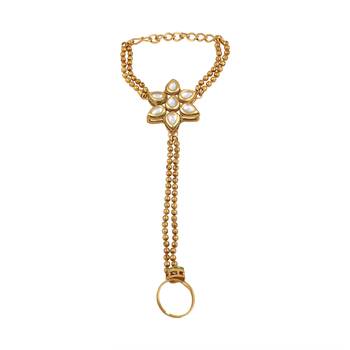 Attractive Flower Shape Gold Plated Designer Hathphool For Women 2