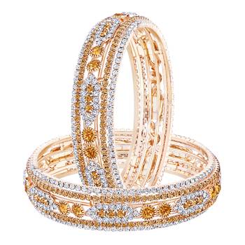Splendid Gold Plated Lct Stone Bangle Set For Women 2