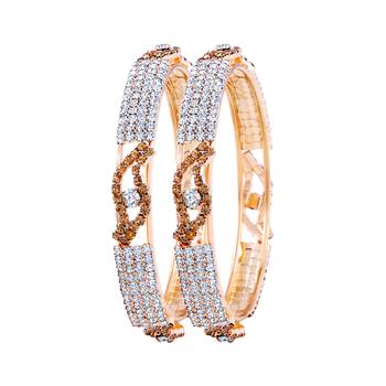 Gleaming Gold Plated Lct Stone Bangle Set For Women 1