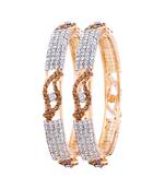 Gleaming Gold Plated Lct Stone Bangle Set For Women