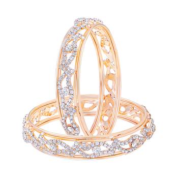 Bewitching Gold Plated Fancy Stone Bangle Set For Women 2