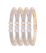 Enchanting Gold Plated Fancy Stone Set Of 4 Bangles For Women