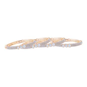 Enchanting Gold Plated Fancy Stone Set Of 4 Bangles For Women 2