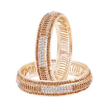 Ravishing Gold Plated Lct Stone Bangle Set For Women 2