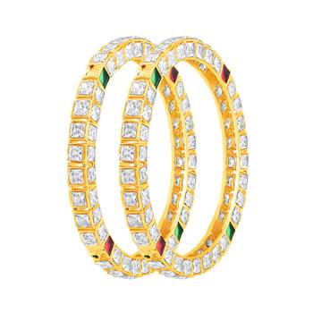 Beguiling Gold Plated Fancy Stone Bangle Set For Women 1