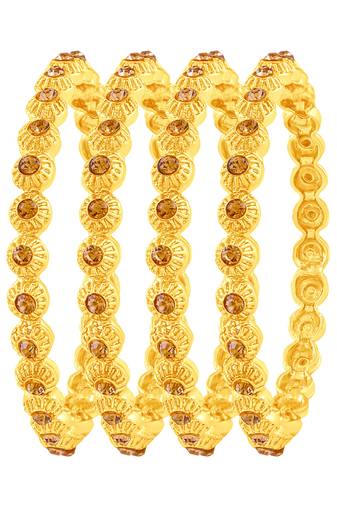 Fancy Gold Plated Austrian Stone Set Of 4 Bangles For Women