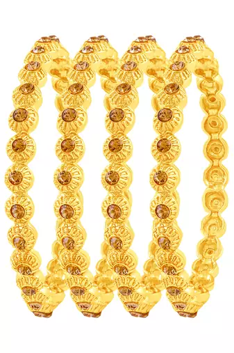 Fancy Gold Plated Austrian Stone Set Of 4 Bangles For Women