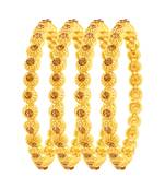 Fancy Gold Plated Austrian Stone Set Of 4 Bangles For Women