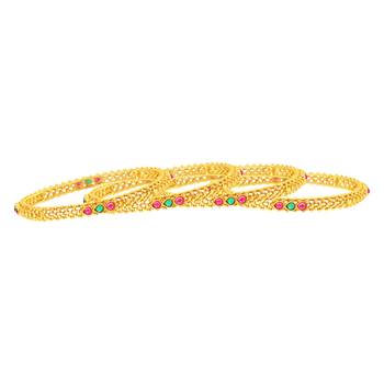 Glistening Gold Plated Fancy Stone Set Of 4 Bangles For Women 2