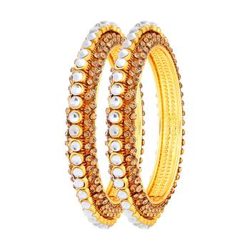 Exquitely Gold Plated Lct Stone Bangle Set For Women 1