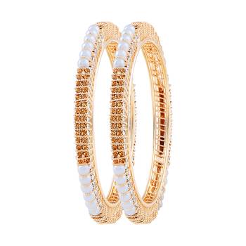 Elegant Gold Plated Austrian Stone Bangle Set For Women 1