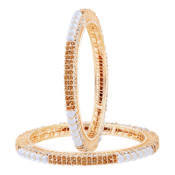 Elegant Gold Plated Austrian Stone Bangle Set For Women 2