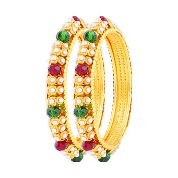 Delightly Gold Plated Fancy Stone Bangle Set For Women 1
