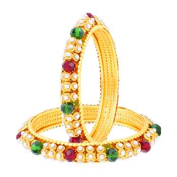 Delightly Gold Plated Fancy Stone Bangle Set For Women 2