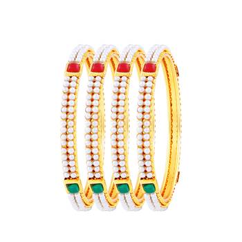 Sleek Gold Plated Fancy Stone Set Of 4 Bangles For Women 1