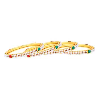 Sleek Gold Plated Fancy Stone Set Of 4 Bangles For Women 2