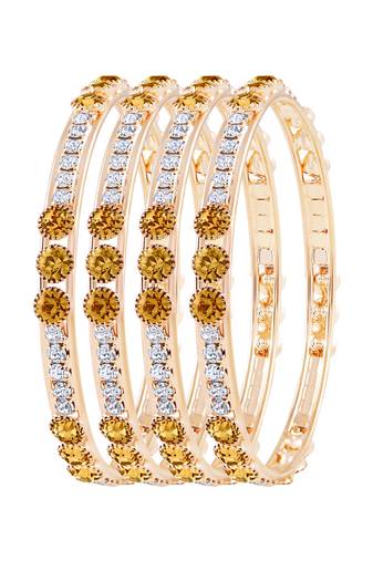Magnificent Gold Plated Lct Stone Set Of 4 Bangles For Women