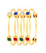 Luxurious Gold Plated Fancy Stone Set Of 4 Bangles For Women