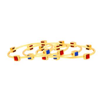 Luxurious Gold Plated Fancy Stone Set Of 4 Bangles For Women 2