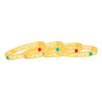 Traditionally Square Shape Gold Plated Fancy Stone Set Of 4 Bangles For Women 2