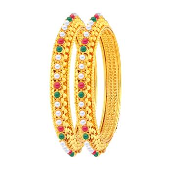 Lavish Gold Plated Fancy Stone Bangle Set For Women 1
