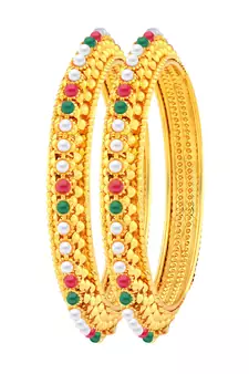 Lavish Gold Plated Fancy Stone Bangle Set For Women