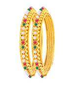 Lavish Gold Plated Fancy Stone Bangle Set For Women
