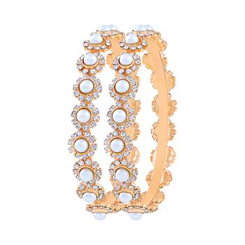 Attractive Party Wear Gold Plated Austrian Stone Bangle Set For Women 1