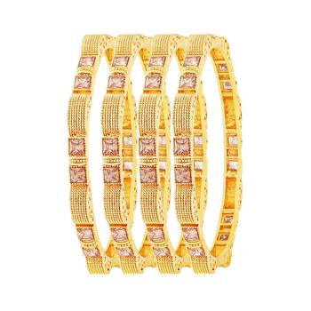 Exotic Gold Plated Lct Stone Set Of 4 Bangles For Women 1