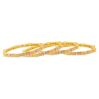 Exotic Gold Plated Lct Stone Set Of 4 Bangles For Women 2