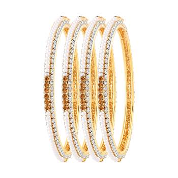 Graceful Gold Plated Lct Stone Set Of 4 Bangles For Women 1
