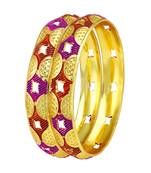 Gleaming Meenakari Work Gold Plated Enamel Bangle For Women