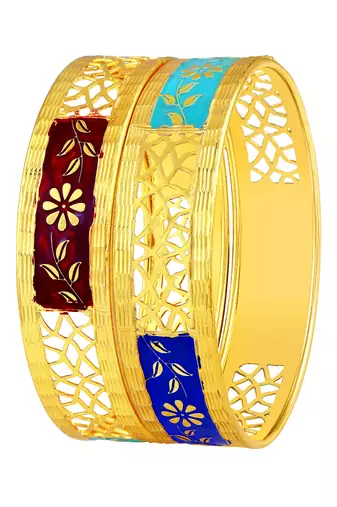 Ravishing Flower Work Gold Plated Bangle For Women