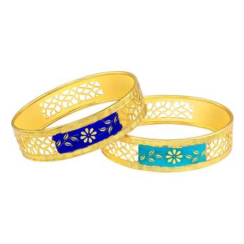 Ravishing Flower Work Gold Plated Bangle For Women 2