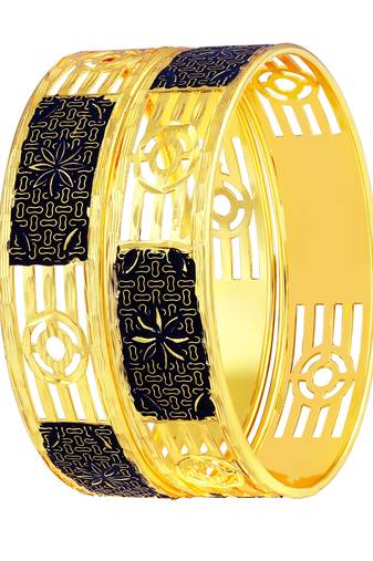 Beguiling Geographical Work Gold Plated Bangle For Women
