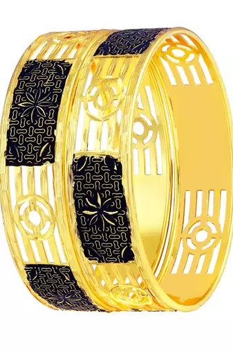 Beguiling Geographical Work Gold Plated Bangle For Women