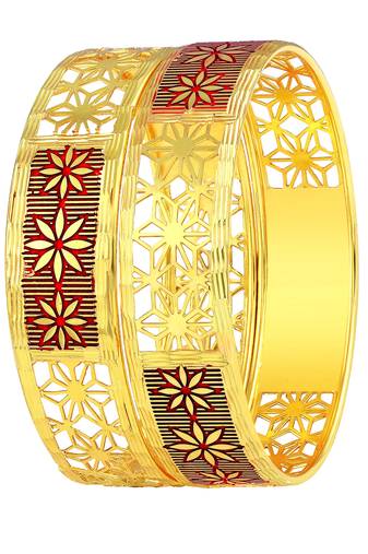 Fine Flower Work Gold Plated Bangle For Women