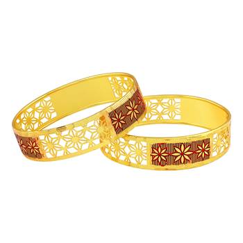 Fine Flower Work Gold Plated Bangle For Women 2
