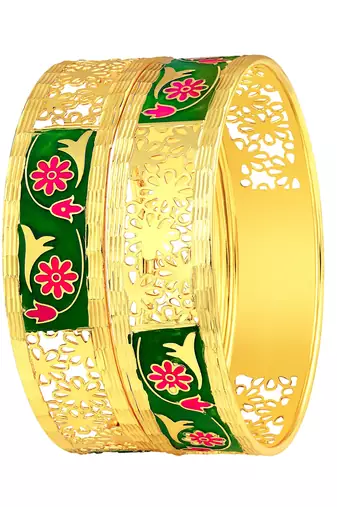 Pretty Flower Work Gold Plated Bangle For Women