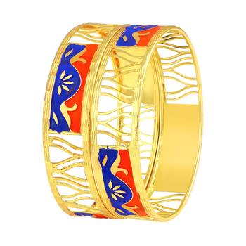 Glistening Wave Shape Gold Plated Bangle For Women 1