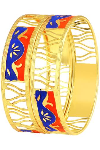Glistening Wave Shape Gold Plated Bangle For Women