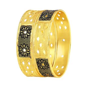 Intricately Flower Design Gold Plated Bangle For Women 1