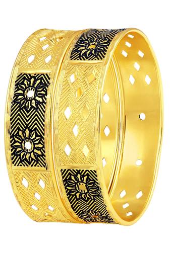 Intricately Flower Design Gold Plated Bangle For Women