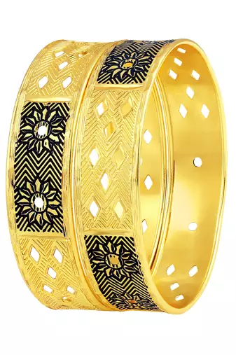 Intricately Flower Design Gold Plated Bangle For Women