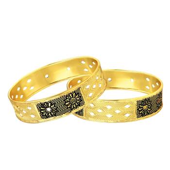 Intricately Flower Design Gold Plated Bangle For Women 2