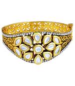 Brilliant Mehandi Design Gold Plated Kundan Kada For Women