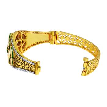 Brilliant Mehandi Design Gold Plated Kundan Kada For Women 2