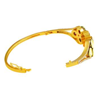 Glittery Heart Shape With Antique Work Gold Plated Ad Openable Kada For Women 3